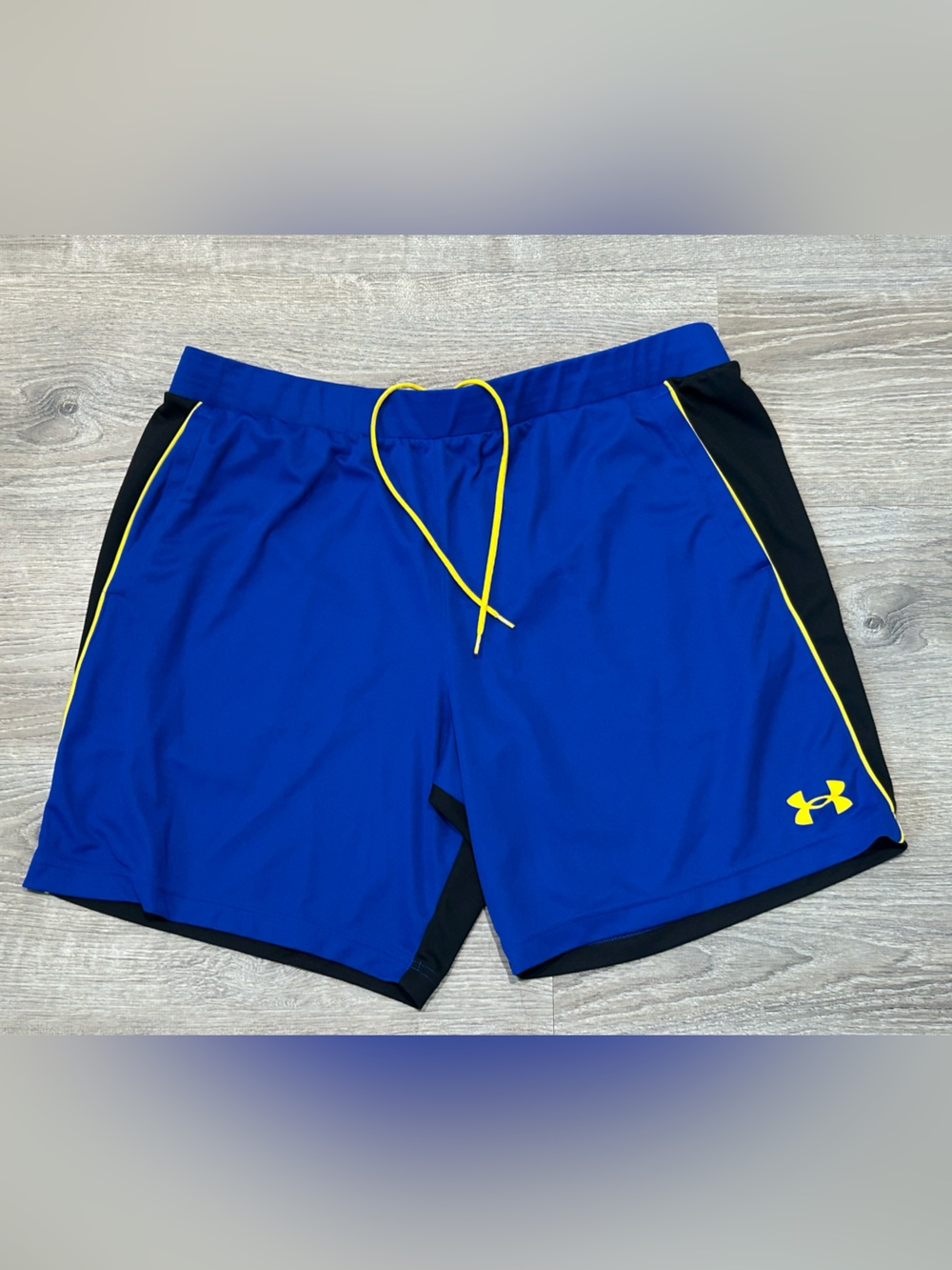 Under Armour Royal Blue Athletic Shorts with Yellow Accents